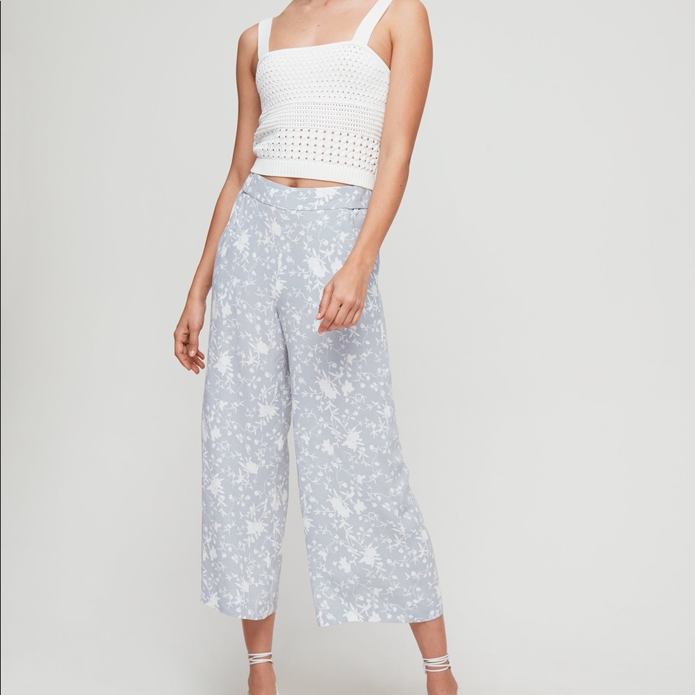 NWT Aritzia Wilfred Faun Pant Pearl Grey/White